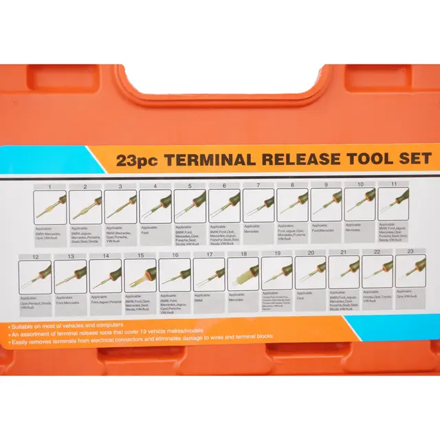 Universalt terminal-pin verktøysett 23 vertøy til å demontere strømstikkere 