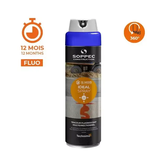 Soppec Ideal Spray fluor Blå, 500 ml 360°skrive/tunnelspray 