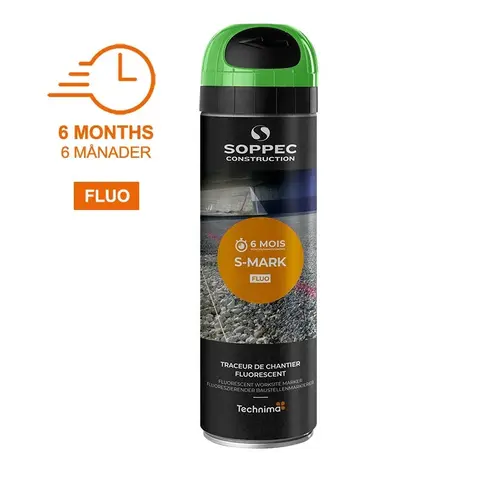 Soppec S-Mark fluor Grønn, 500 ml 6 måneders fluorescerende merkespray