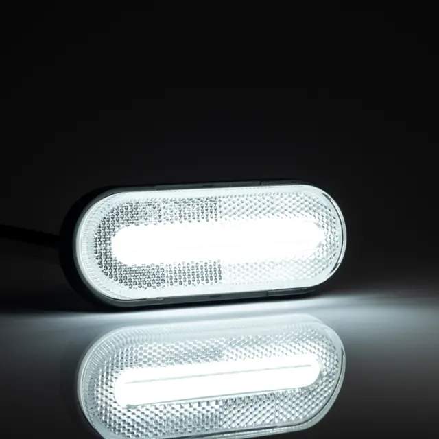 Avlangt, hvitt markeringslys LED, 12-36V, ADR godkjent 