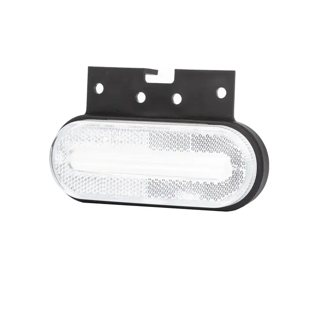 Avlangt, hvitt markeringslys LED, 12-36V, brakett, ADR godkjent 
