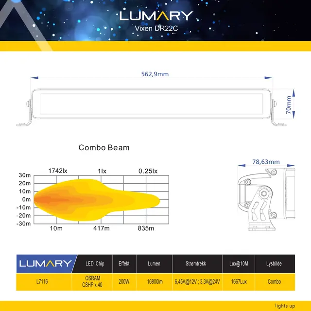 Lumary Vixen DR22C kurvet LED-bar | Enkel og praktfull