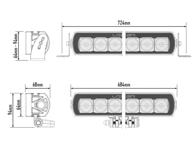 Lazer® T16 Evolution LED Spotlight Lengde 684mm. 16544 Lumen 