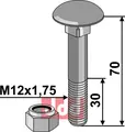 Bolt  M12x1,75x70 - 12.9 m. L&#229;semutter