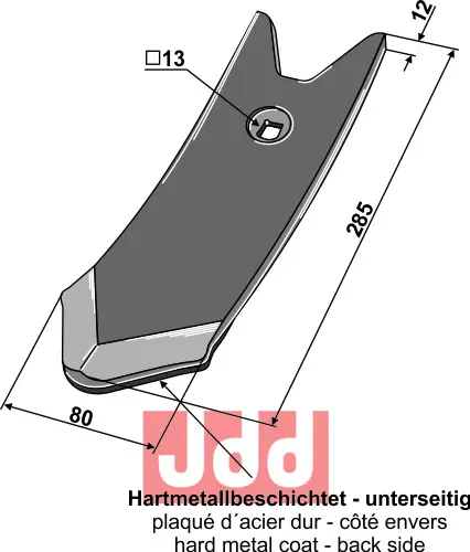 Skjær-spiss 285x80x12mm - WolframCarbid - JDD Utstyr