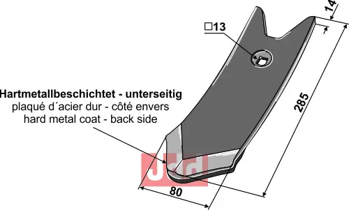 Skjær-spiss 285x80x14mm - WolframCarbid - JDD Utstyr