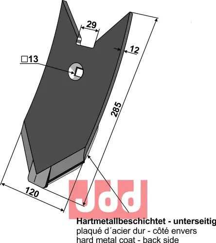 Skjær-spiss 285x120x12mm - WolframCarbid - JDD Utstyr