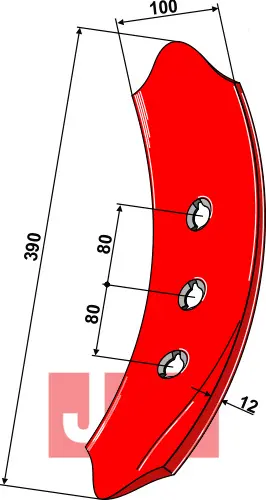 Skjær-spiss 390x100x12mm - venstre - JDD Utstyr