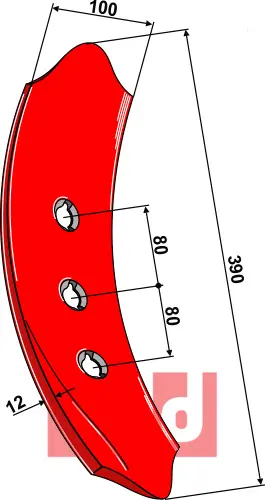 Skjær-spiss 390x100x12mm - høyre - JDD Utstyr