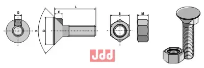 Plogbolt DIN 604 M10 x 1,5 x 50 - JDD Utstyr