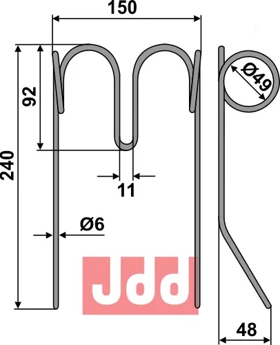 Etterharv tind Ø6mm - dobbelt - JDD Utstyr