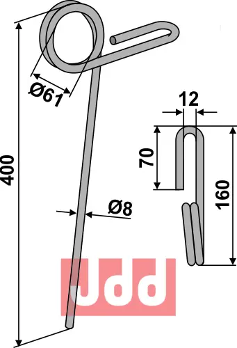 Etterharv tind Ø8mm - JDD Utstyr