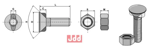 Plogbolt DIN 11014 M12x1,75x35 - JDD Utstyr