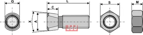 Plogbolt M12 x 1,75 x 38 med Mutter Frost