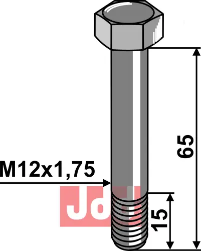 Springbolt M12x1,75x65 - 10.9 u. Mutter - JDD Utstyr