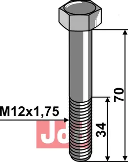 Springbolt M12 uten Mutter