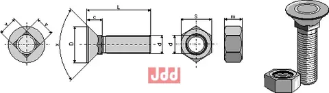 Plogbolt DIN 608 M12 x 1,75 x 75 med Mutter