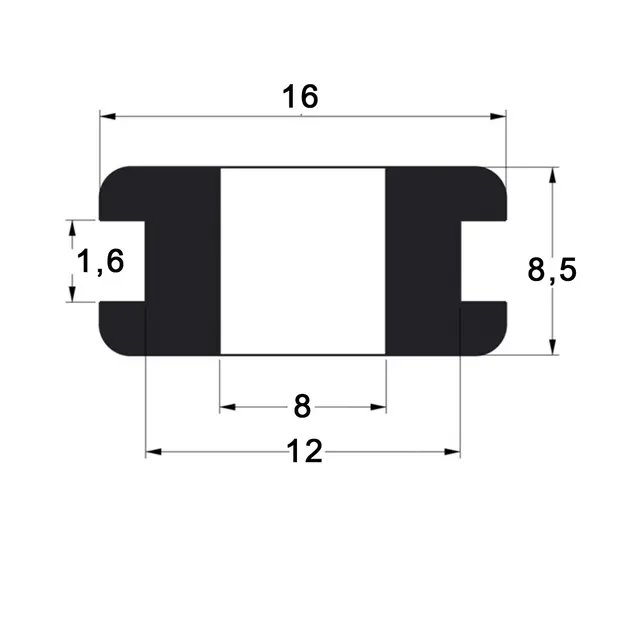 Sort gummigjennomføring ø8mm - Ø12mm Pris er pr stk 