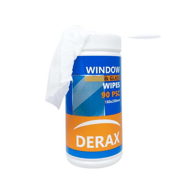 Derax 90stk vinduswipes i plasttube 90stk ark 180 x 200 mm 