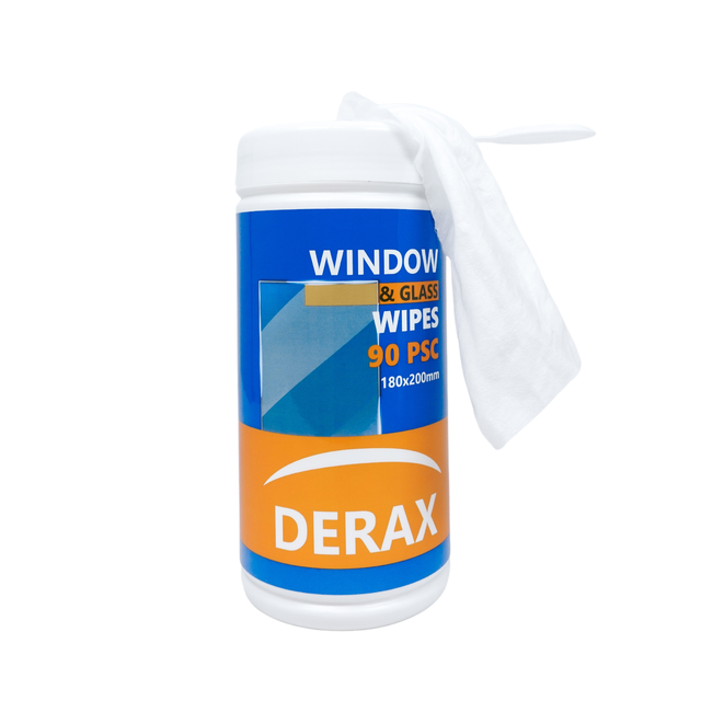 Derax 90stk vinduswipes i plasttube 90stk ark 180 x 200 mm 