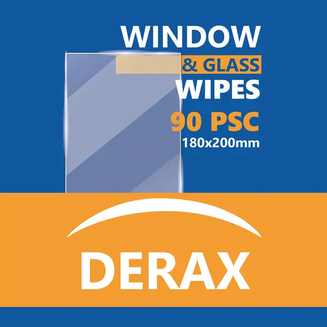 Derax 90stk vinduswipes i plasttube 90stk ark 180 x 200 mm 