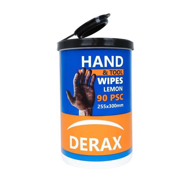 Derax hånd wipes med 90 ark i boksen 90stk ark, størrelse 255 x 300 mm 