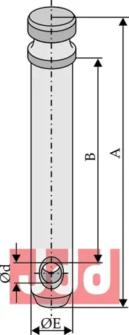 Kat I Bolt Ø22 for løftearm Kategori 1, Ø22mm, lengde 70mm