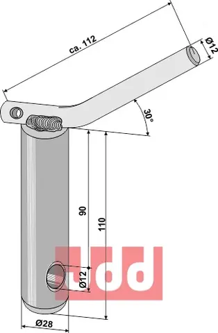 Kat II Trekkbolt lengde 90mm Kategori 2, Ø28mm, lengde 90mm