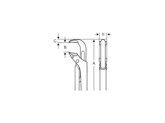 Bacho universalrørtang 1 1/2" 90° rørtang – 16,8" 