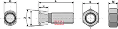 Plogbolt M16 x 2 x 30 med Mutter Frost