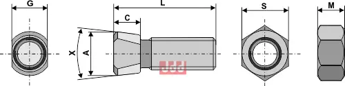 Plogbolt M16 x 2 x 30 med Mutter - JDD Utstyr