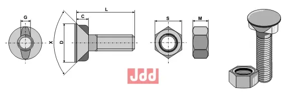 Plogbolt DIN 11014 M16 x 2 x 50 - JDD Utstyr