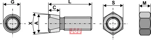 Plogbolt M16 x 2 x 50 med Mutter - JDD Utstyr