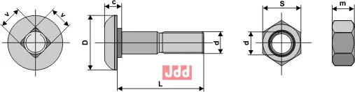 Plogbolt M16 x 1,5 x 60 med Mutter - JDD Utstyr