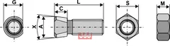 Plogbolt M16 x 2 x 80 med Mutter Kverneland