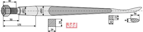 Frontlastertand  (Skeformet) - 1250mm - JDD Utstyr