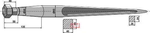 Frontlastertand - 1250mm - JDD Utstyr