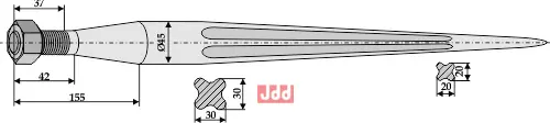 Frontlastertand - 820mm - JDD Utstyr