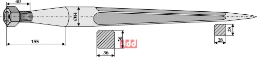 Frontlastertand - 840mm - JDD Utstyr