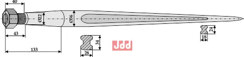 Frontlastertand - 850mm - JDD Utstyr