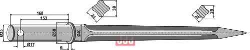 Frontlastertand - 850mm - JDD Utstyr