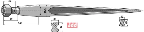 Frontlastertand - 810mm - JDD Utstyr