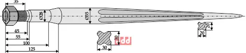 Frontlastertand - 885mm - JDD Utstyr