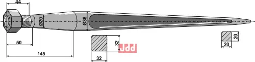 Frontlastertand - 900mm - JDD Utstyr