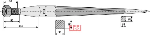 Frontlastertand - 910mm - JDD Utstyr