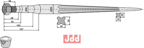 Frontlastertand - 900mm - JDD Utstyr