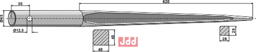 Frontlastertand - 980mm - JDD Utstyr