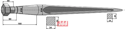 Frontlastertand - 980mm - JDD Utstyr