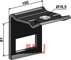 Holder til tand 70 x 12 &amp; overdel 70 x 10