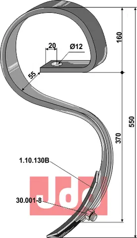 Harvetann 32 x 10 m. Spiss Passer til mange fabrikater